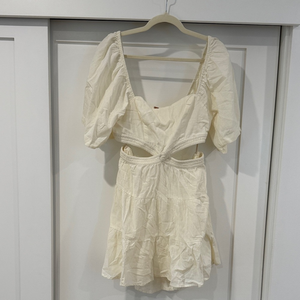 White linen blend Free People Mini Dress